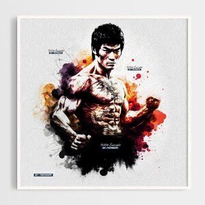 8x8 Bruce Lee Wall Art Martial Arts Watercolor Oil Painting‎ Print